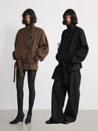 JCAESAR WOMEN Lace-Up Short Peacoat