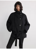 JCAESAR WOMEN Lace-Up Short Peacoat