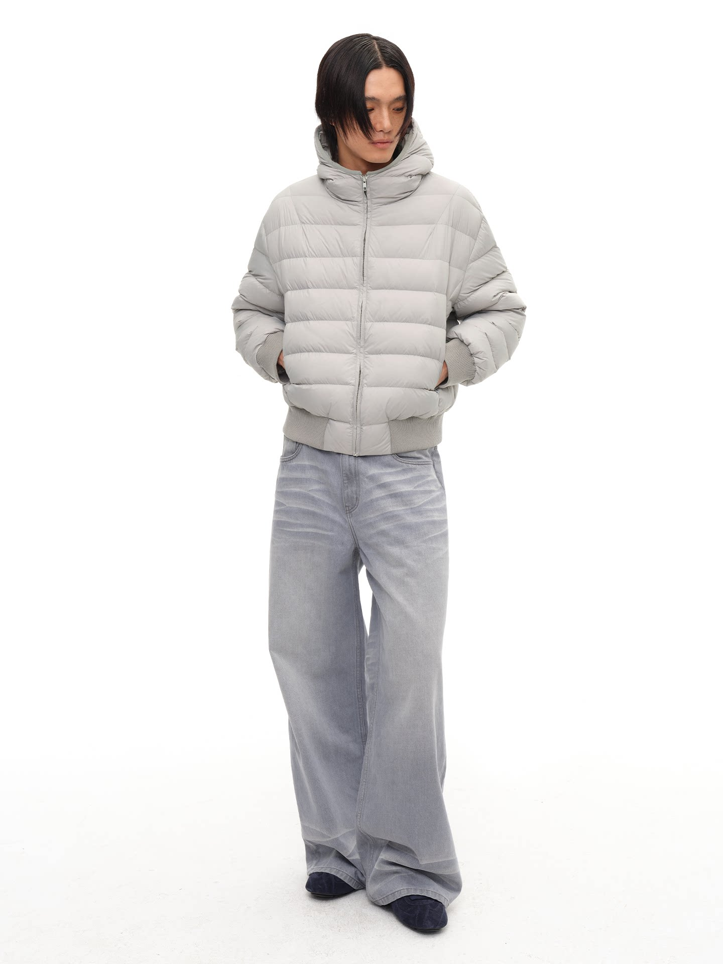 JCAESAR Loose‑Fit Hooded Baffle Down Jacket