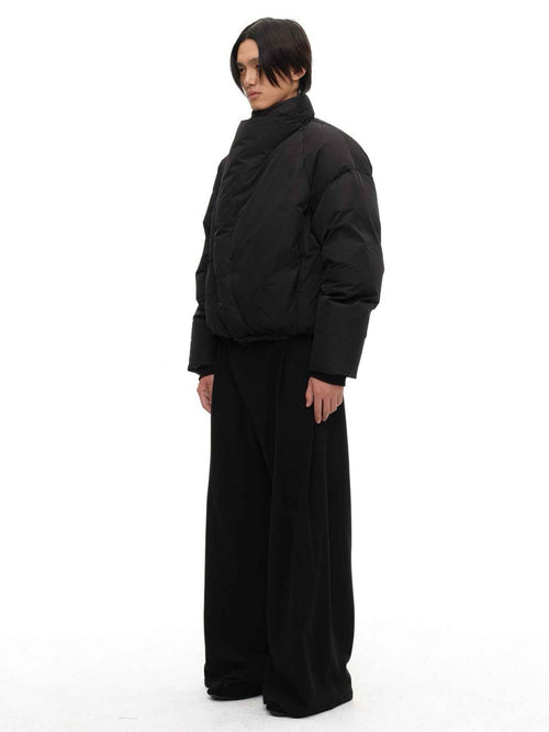 JCAESAR Curved‑Zipper Magnetic‑Closure High‑Neck Down Jacket