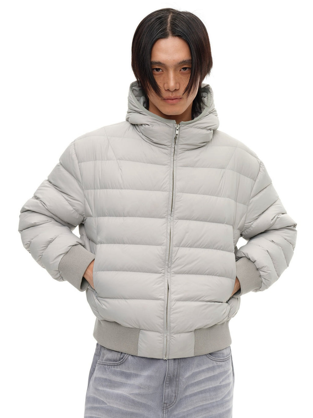 JCAESAR Loose‑Fit Hooded Baffle Down Jacket