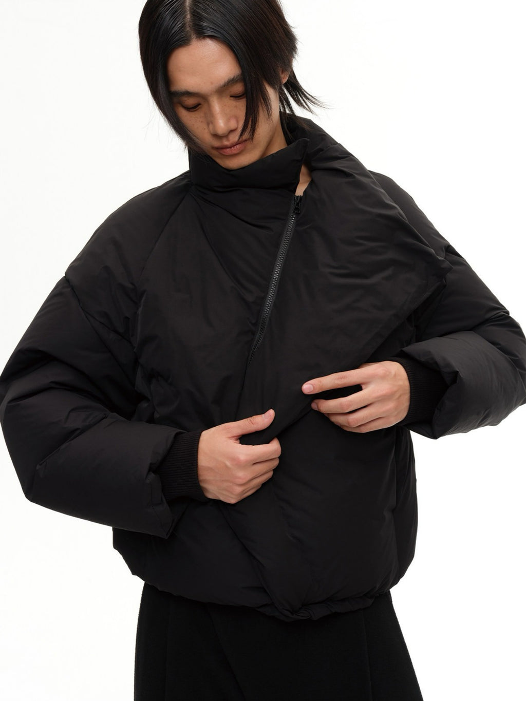 JCAESAR Curved‑Zipper Magnetic‑Closure High‑Neck Down Jacket