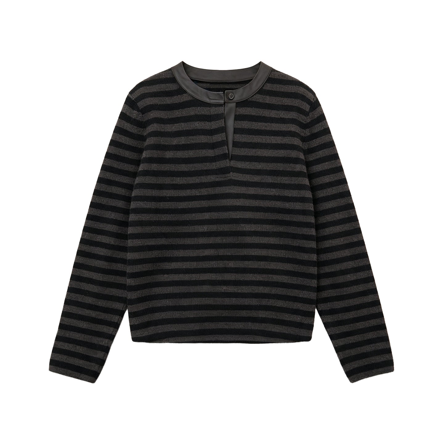 JCAESAR WOMEN Striped Leather-Paneled Top