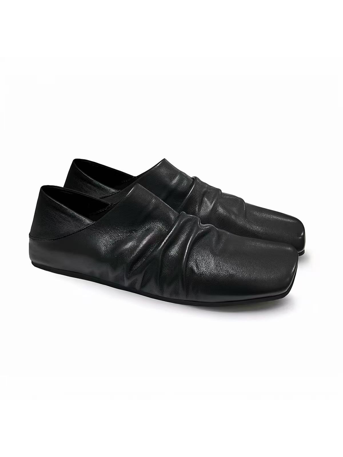 JCAESAR Full-back Wrinkled Leather Slippers – jcaesarclo