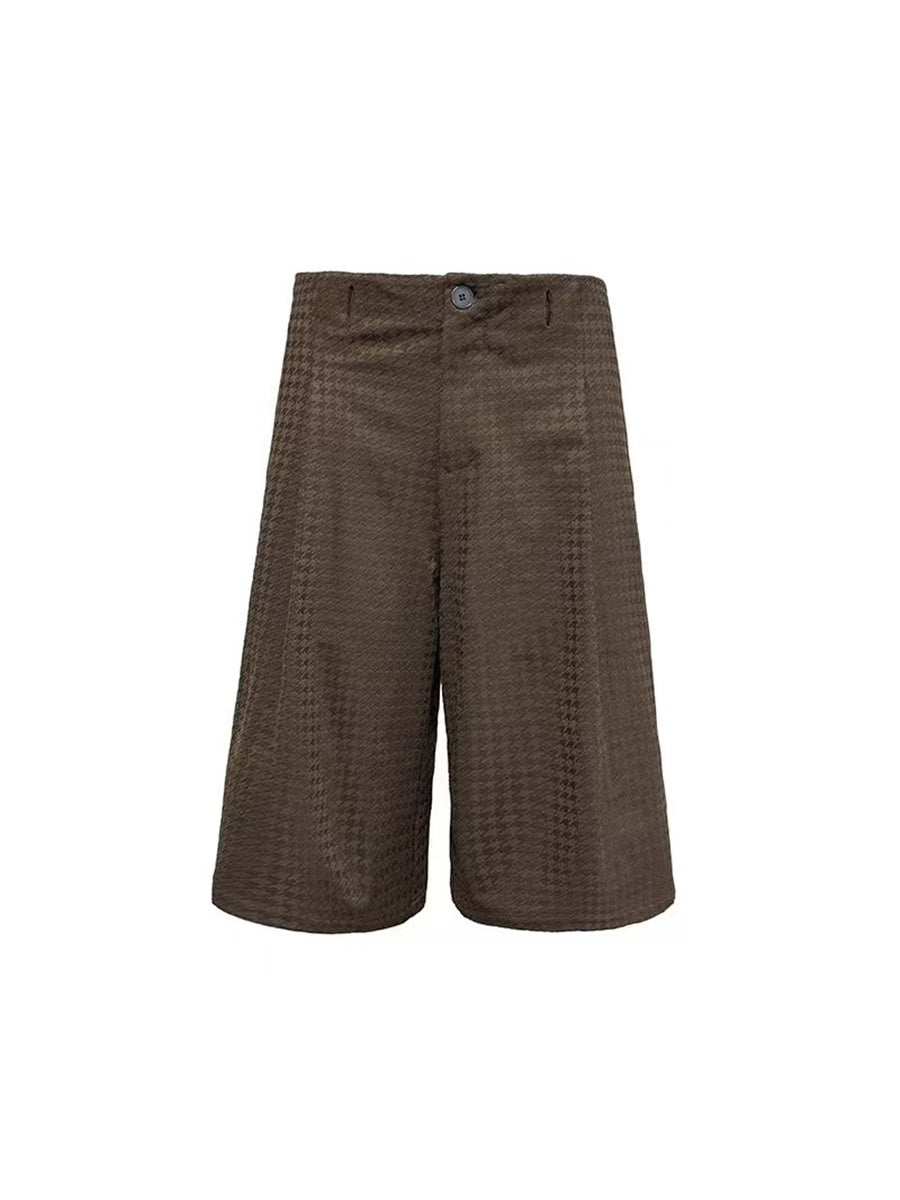 JCAESAR Houndstooth Pleated Cropped Pants - jcaesarclo