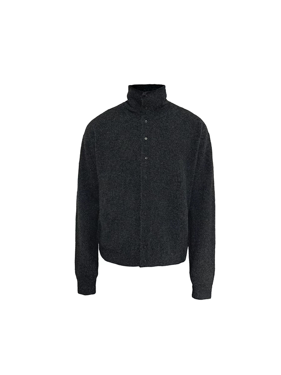 JCAESAR Heathered High‑Neck Cardigan Sweater