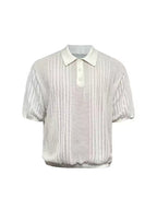 JCAESAR Cut‑Out Ribbed Polo‑Collar Short‑Sleeve Top - jcaesarclo