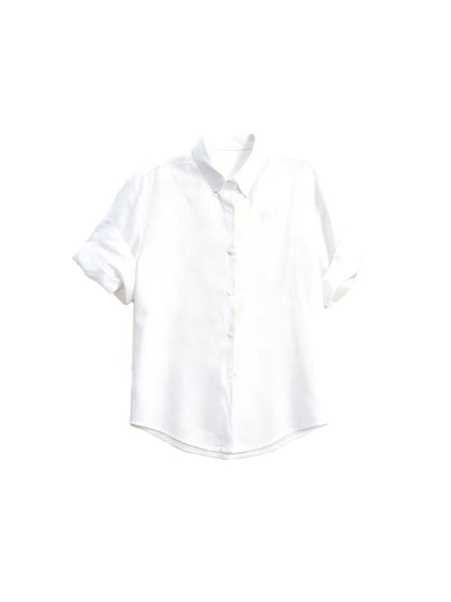 JCAESAR WOMEN Tencel-Linen Cuffed Short-Sleeve Shirt - jcaesarclo