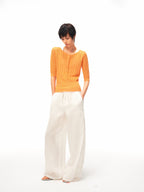 JCAESAR WOMEN Linen trousers with lace panels and pleats